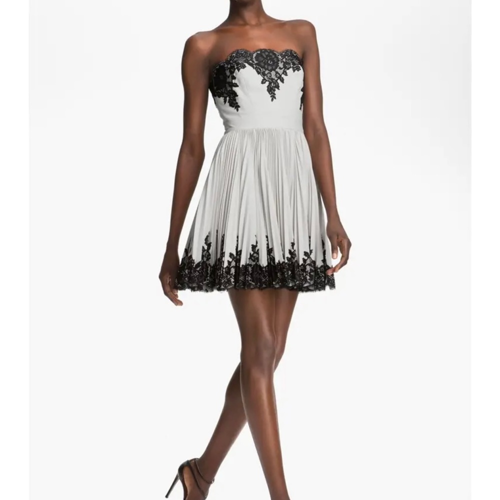 Robert Rodriguez Strapless Lace Appliqué Dress